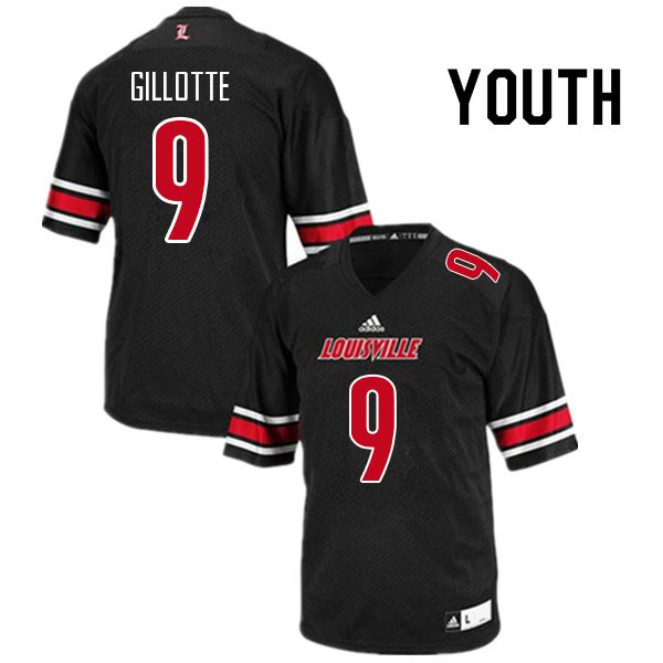 Youth #9 Ashton Gillotte Louisville Cardinals College Football Jerseys Sale-Black - Click Image to Close